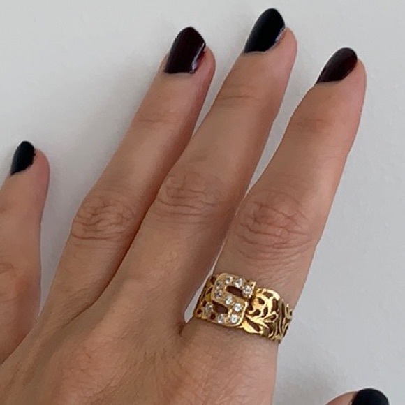 18K Gold Encrusted Letter “S” Ring
